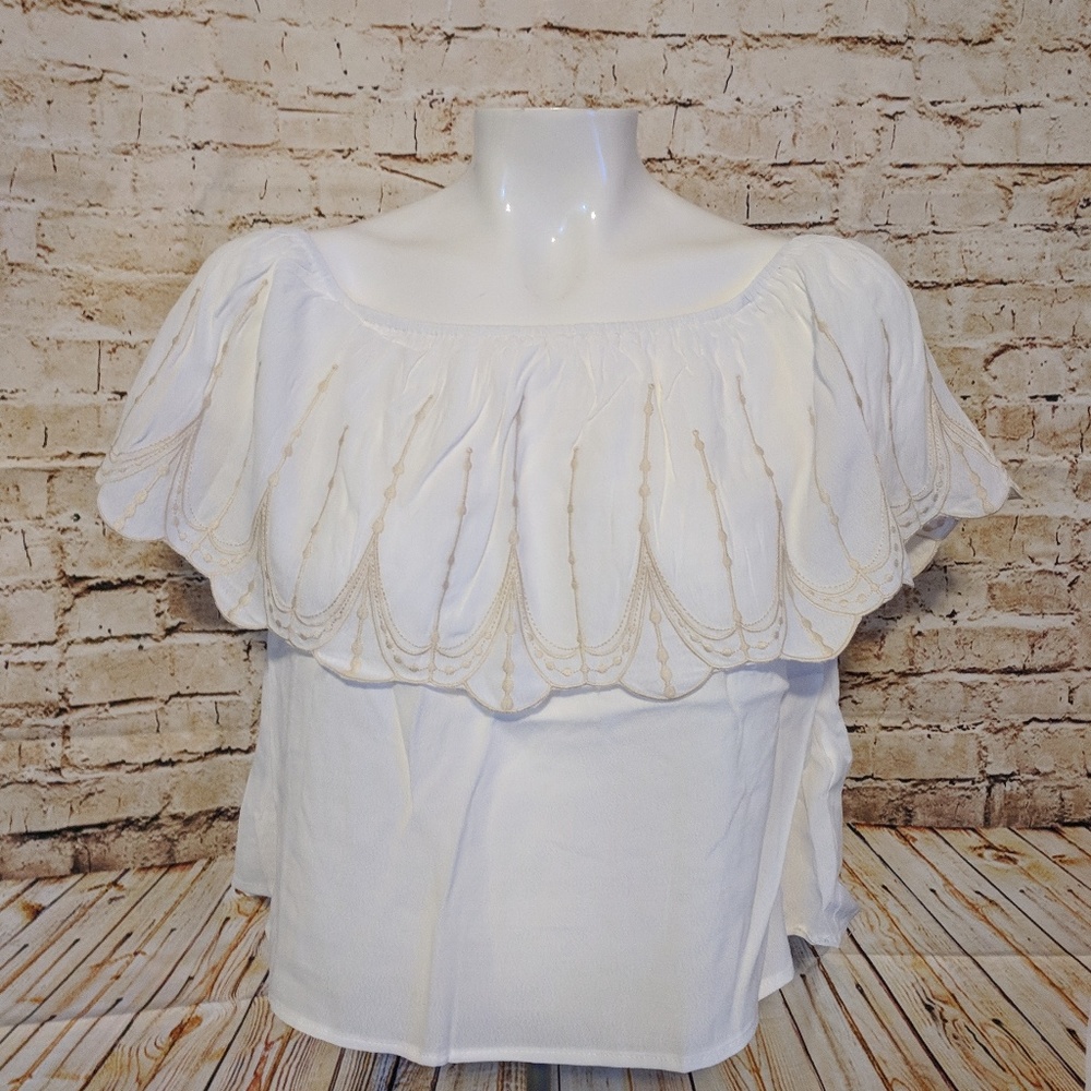 Trendy Off the Shoulder Flowy Embroidered Top - Picture 6 of 6